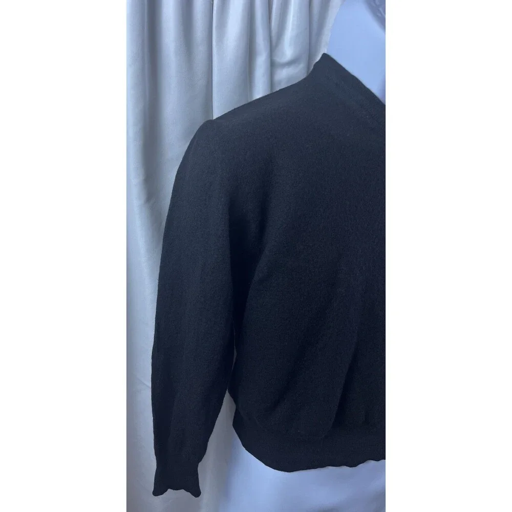 Vintage Veneziani Men’s V-neck Black Pullover Sweater Size L Marino Wool